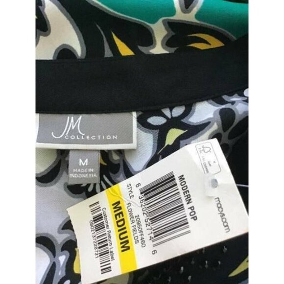 JM Collection Top Medium Teal Floral Tunic New - Picture 7 of 8